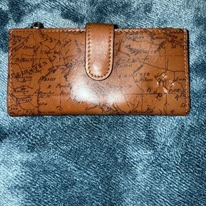 Patricia Nash Brown Map Print Women's Wallet